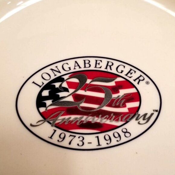 NIB VTG Longaberger Pottery 25th Anniversary Bread Plate Woven Design USA Flag - Picture 2 of 6